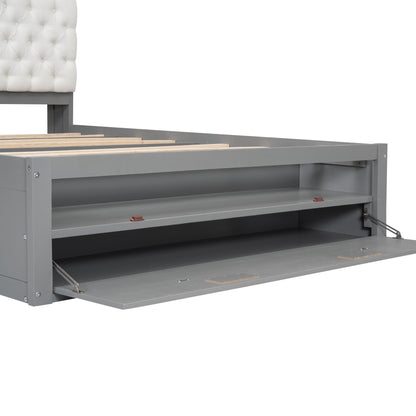 Platform bed with storage headboard and four drawers in gray frame HouseOfZazla on Tampa Home & Garden Store