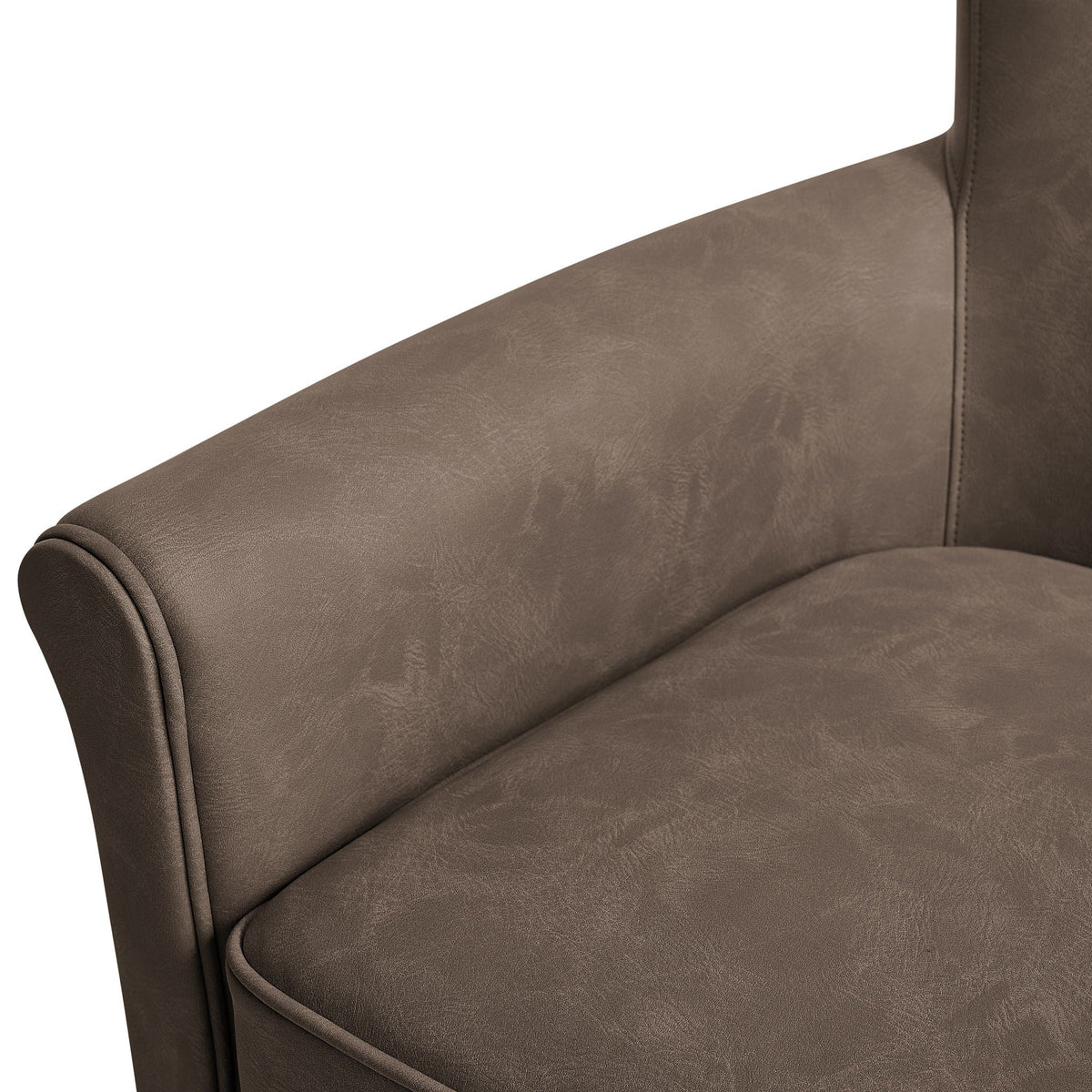 Westly Swivel Accent Chair brown faux leather with visible stitching on Tampa Home & Garden Store
