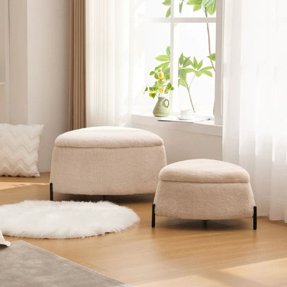 Upholstered Storage Ottoman With Reversible Lid