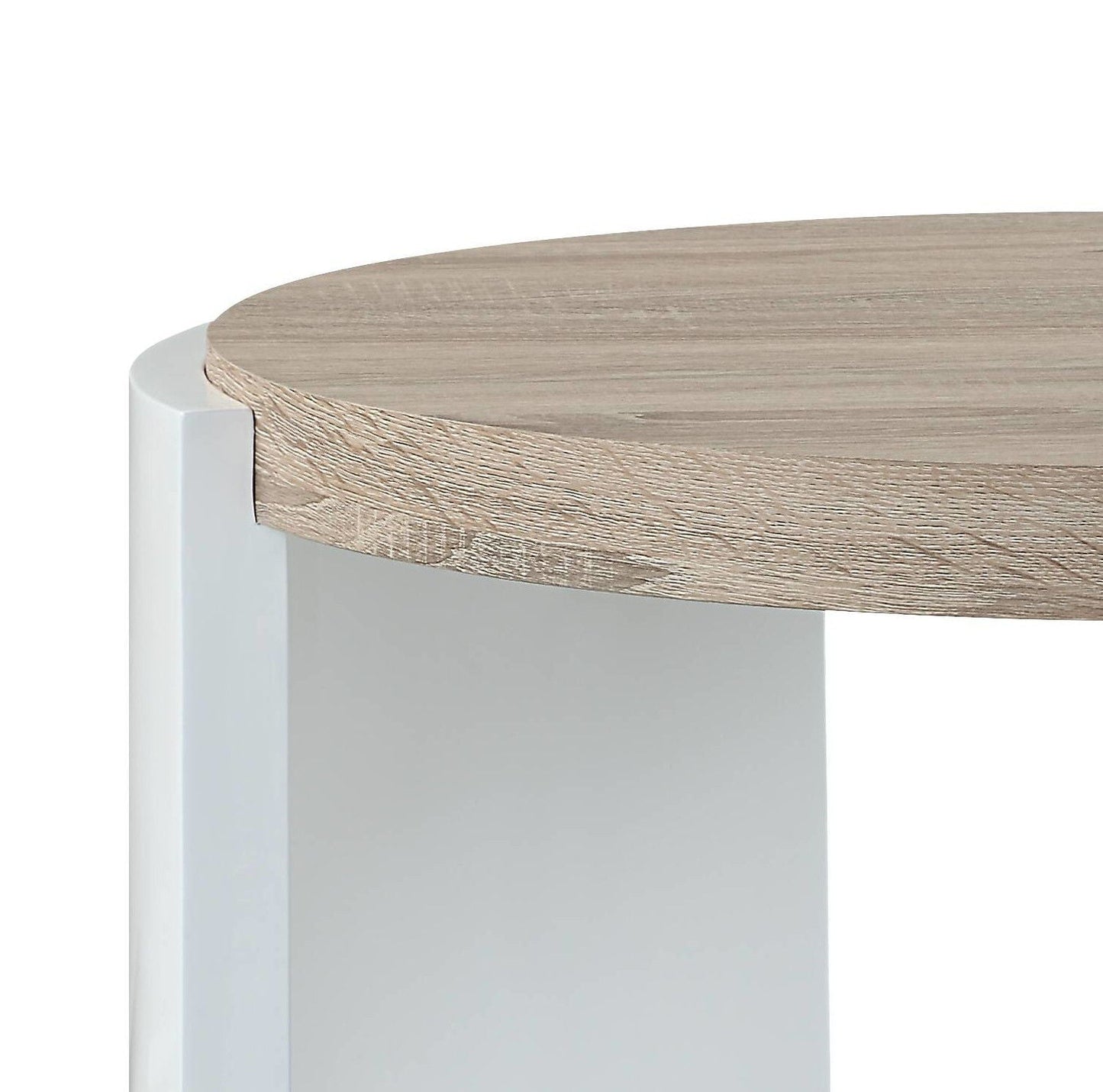 Zoma High Gloss Table end table with round light oak top and white legs by HouseOfZazla on Tampa Home & Garden Store