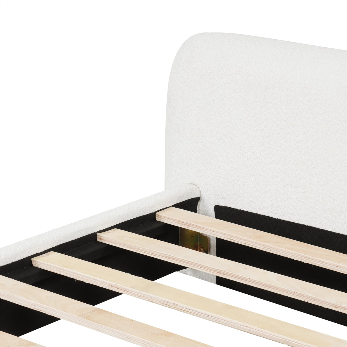 White Boucle Upholstered Bed for Modern Rooms