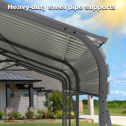 Heavy Duty Galvanized Carport 13x26.5 Ft Gray
