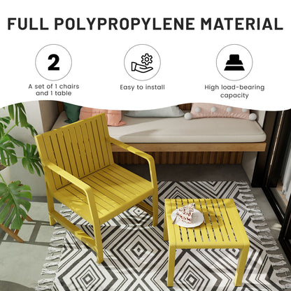 Waterproof two piece outdoor patio set yellow plastic chairs with table balcony by HouseOfZazla on Tampa Home & Garden Store