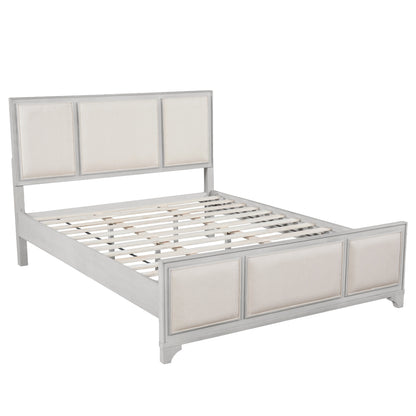 Queen Wooden Bed Frame with Upholstered Headboard