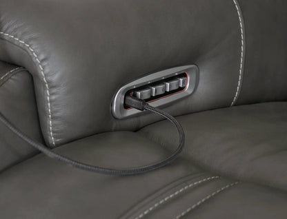 5Z Pittson power reclining sectional in black leather with panel by Unique Piece Furniture on Tampa Home & Garden Store