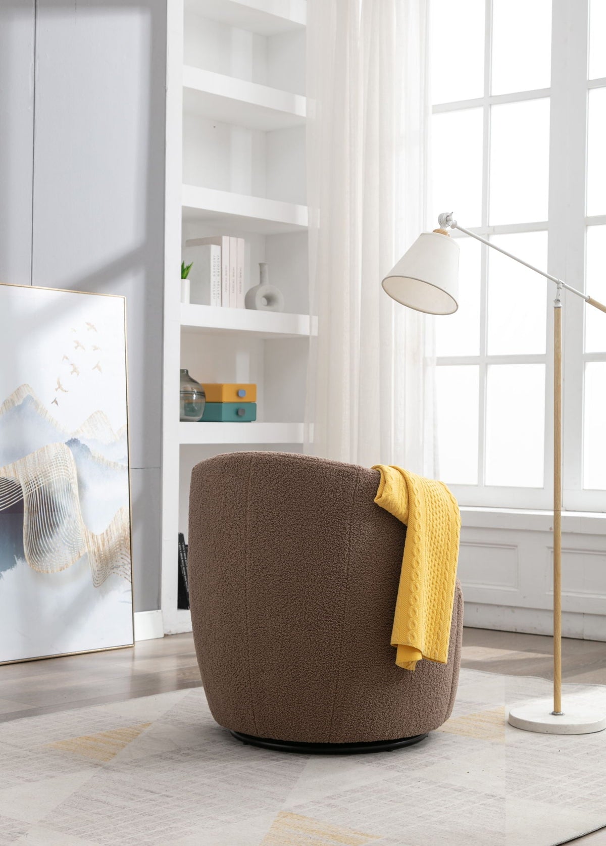 Teddy Fabric and Swivel Barrel Accent Chair