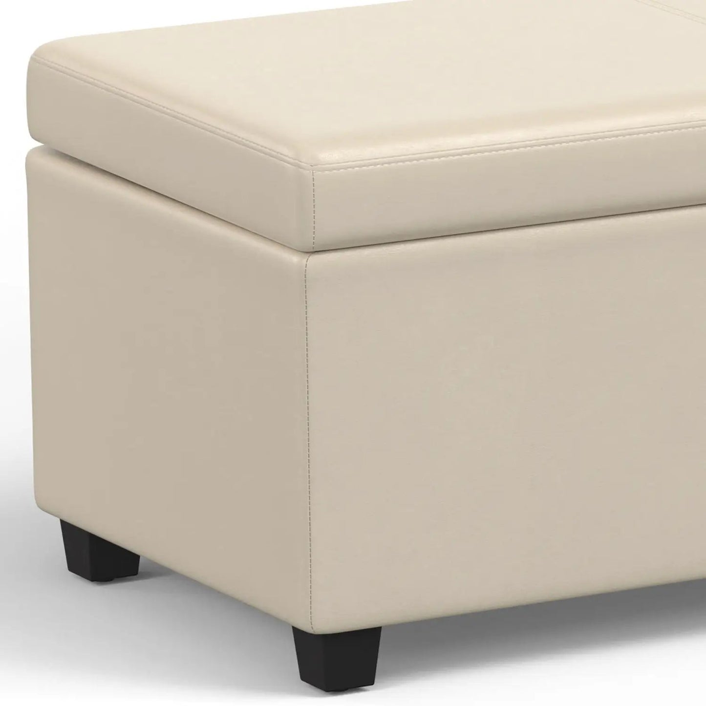 Avalon Storage Ottoman Bench beige leather with dark legs Unique Piece Furniture on Tampa Home & Garden Store