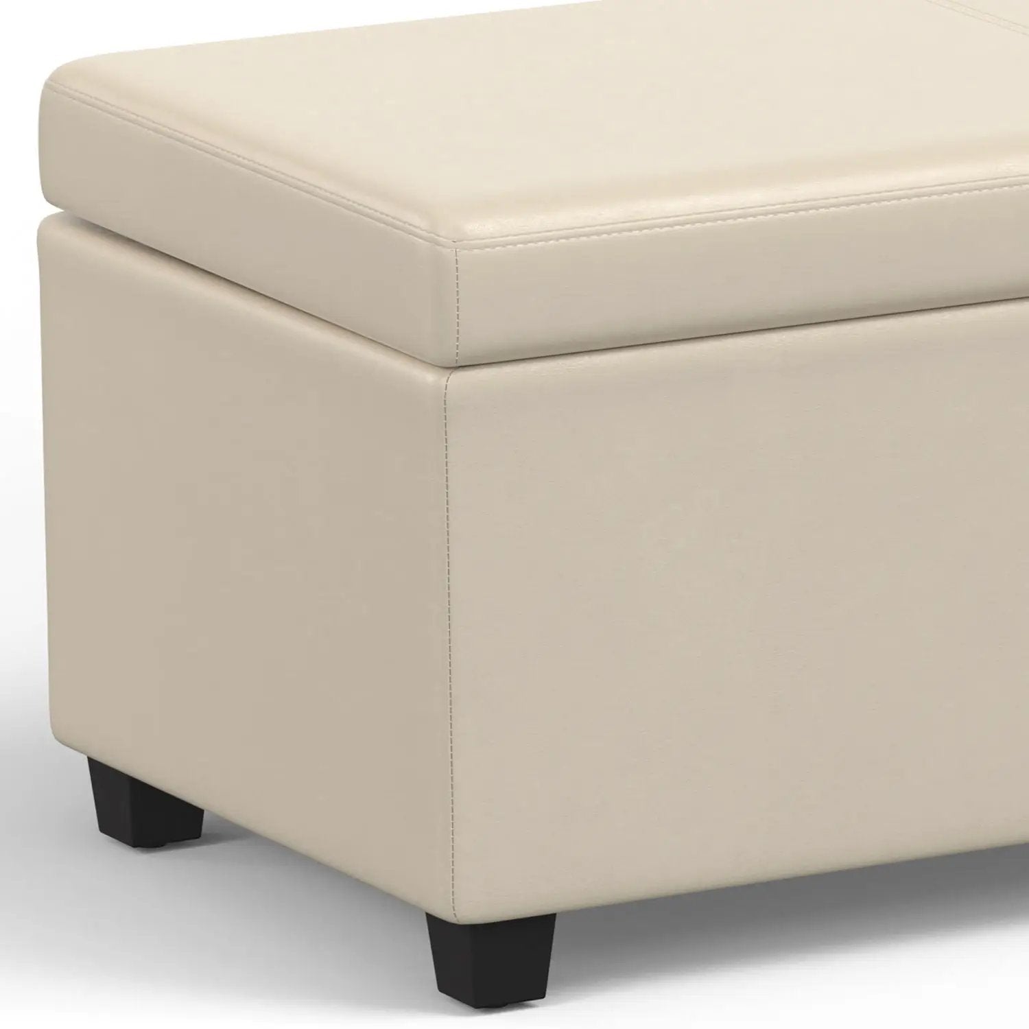 Avalon Storage Ottoman Bench beige leather with dark legs Unique Piece Furniture on Tampa Home & Garden Store