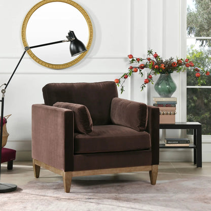 Knox Modern Farmhouse Arm Chair in brown velvet upholstery by Unique Piece Furniture on Tampa Home & Garden Store
