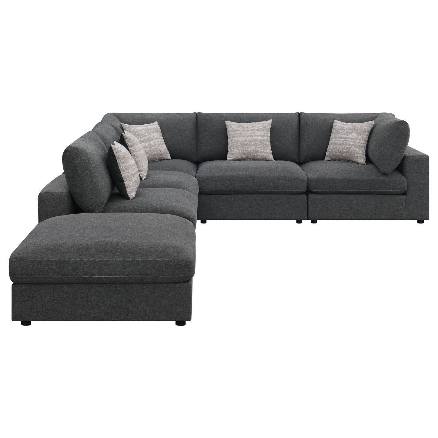 Rhette Upholstered Sectional, 2-Piece Living Room Set by HouseOfZazla in dark gray fabric on Tampa Home & Garden Store