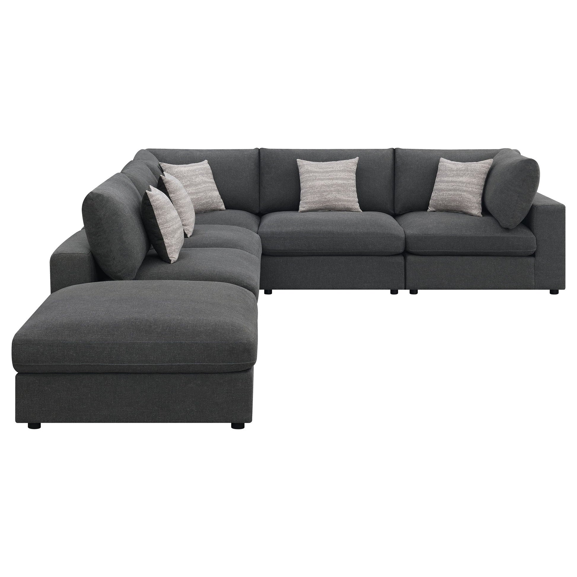 Rhette Upholstered Sectional, 2-Piece Living Room Set by HouseOfZazla in dark gray fabric on Tampa Home & Garden Store
