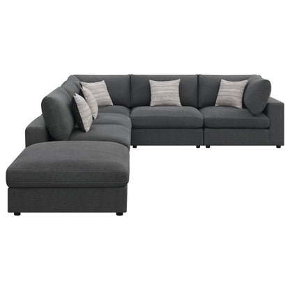 Rhette Upholstered Sectional, 2-Piece Living Room Set by HouseOfZazla in dark gray fabric on Tampa Home & Garden Store