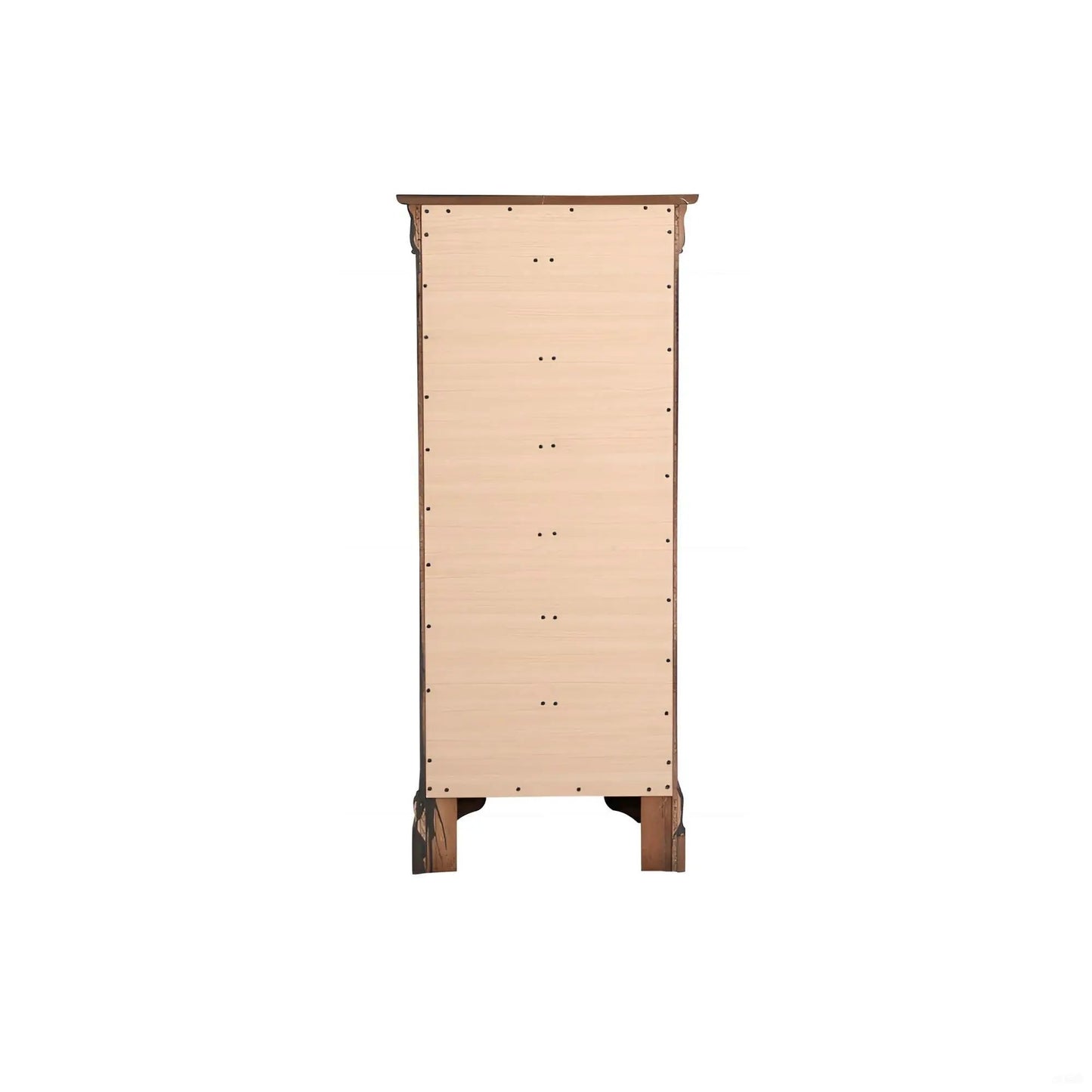 Traditional style lingerie chest, tall natural wood with dark trim and nailhead accents on Tampa Home & Garden Store