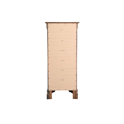 Traditional style lingerie chest, tall natural wood with dark trim and nailhead accents on Tampa Home & Garden Store