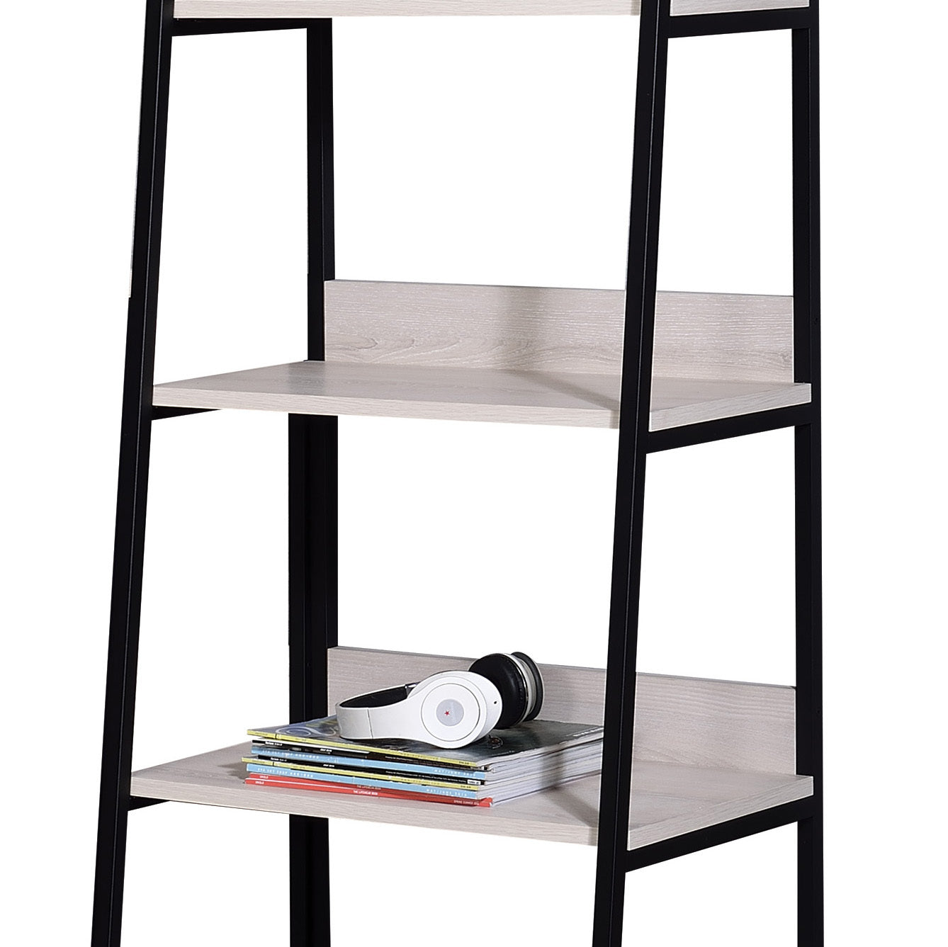 Wendral Natural & Black Finish 24W Bookshelf with black powder-coated frame and natural wood shelves on Tampa Home & Garden Store