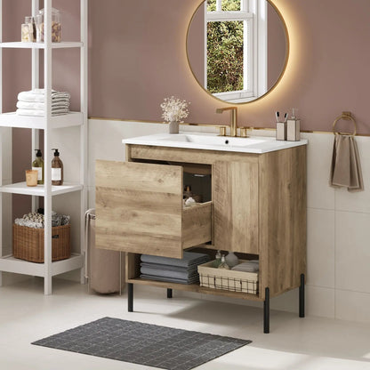 Bathroom Vanity Cabinet with Sink and Open Shelf