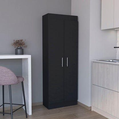 Black Pantry Cabinet With Doors And Shelves