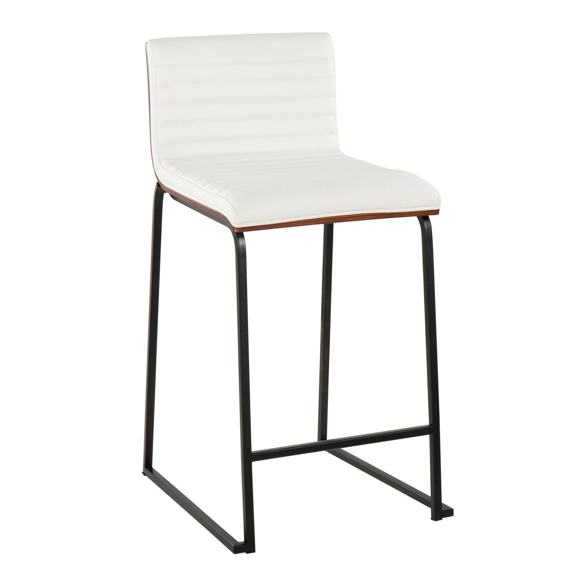Contemporary tufted white counter stools with black metal legs, set of 2 by HouseOfZazla on Tampa Home & Garden Store