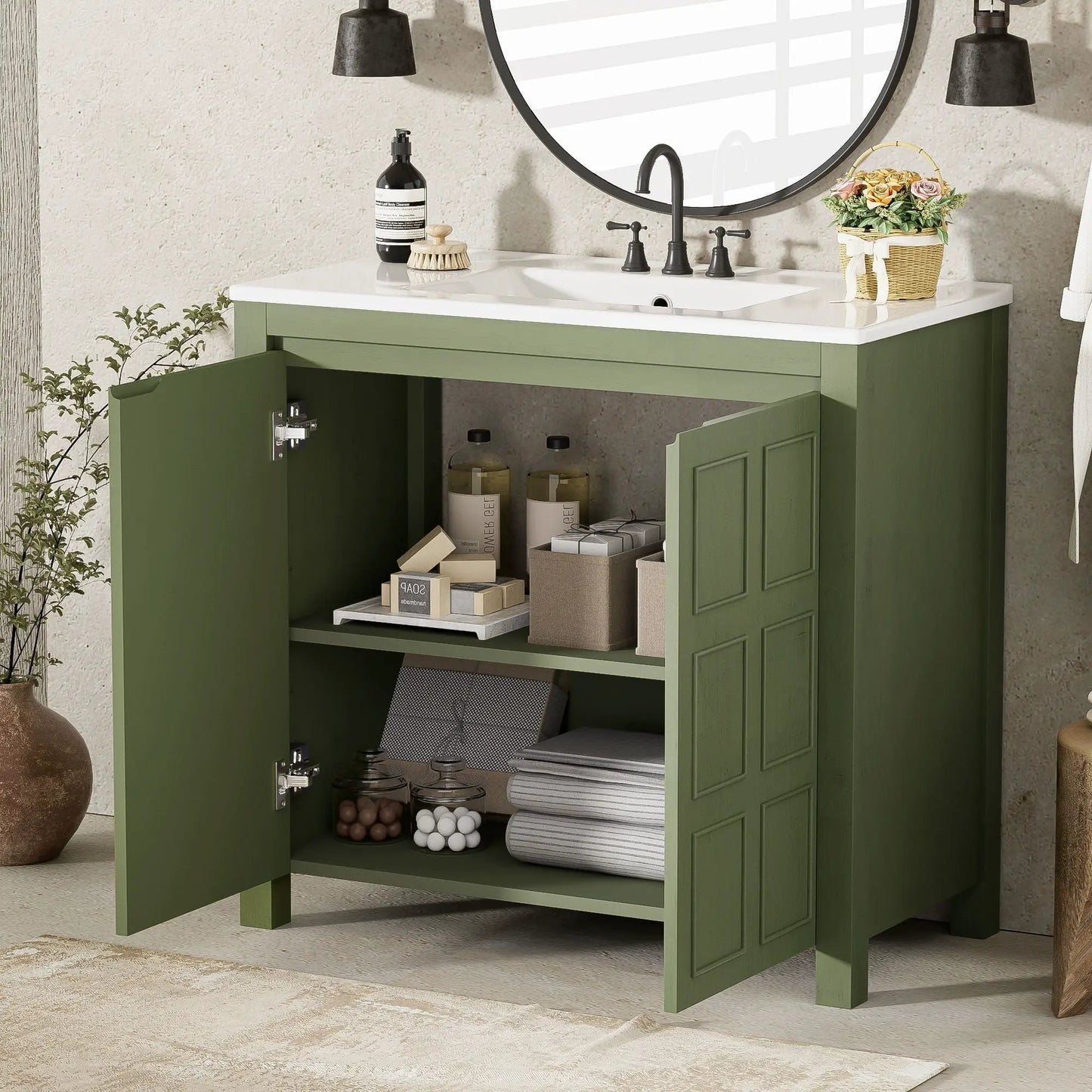 Bathroom Vanity Organizer with Sink and Cabinet
