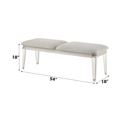 Laveda Boucle Bench light gray/white boucle upholstery with clear acrylic legs by HouseOfZazla on Tampa Home & Garden Store
