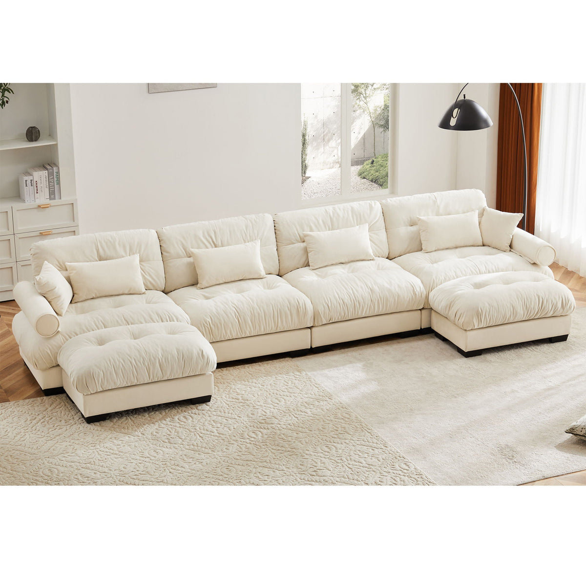 Super Comfort Modular Sectional Sofa with Movable Ottoman, cream 2-piece HouseOfZazla on Tampa Home & Garden Store