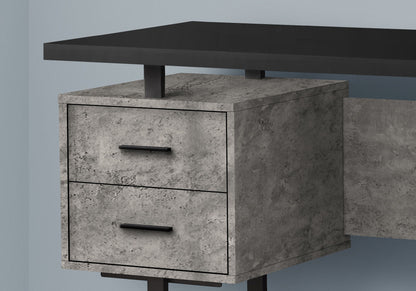 Computer desk with storage drawers in concrete-gray finish on pedestal legs HouseOfZazla on Tampa Home & Garden Store