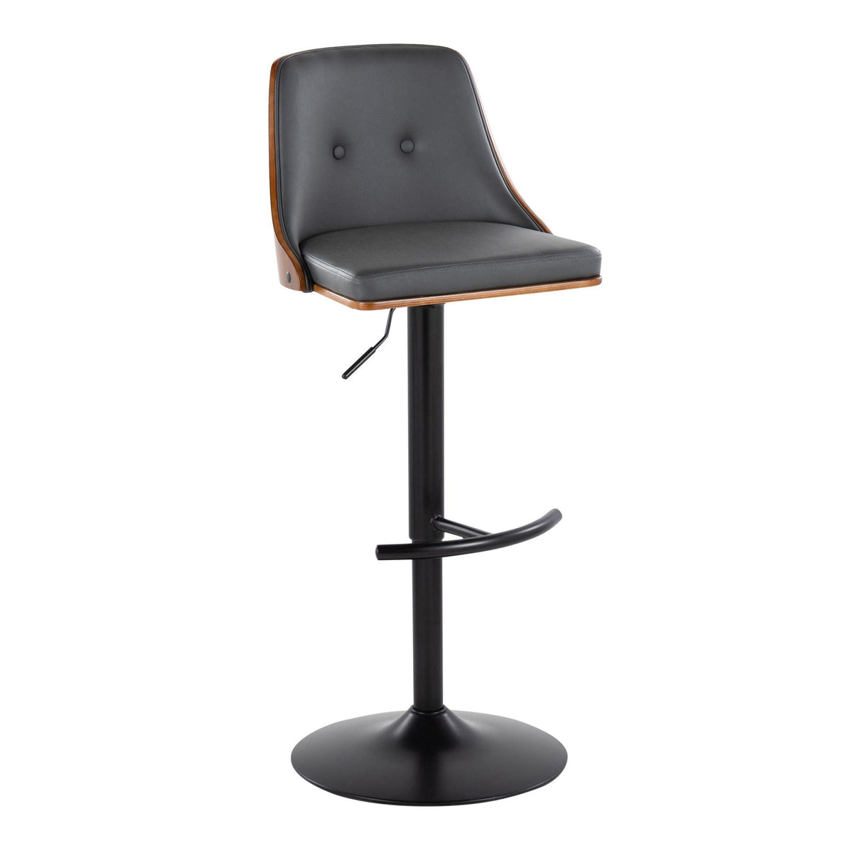 Adjustable barstool with swivel, black faux-leather seat rounded T-footrest on Tampa Home & Garden Store