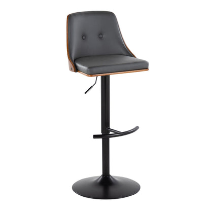 Adjustable barstool with swivel, black faux-leather seat rounded T-footrest on Tampa Home & Garden Store