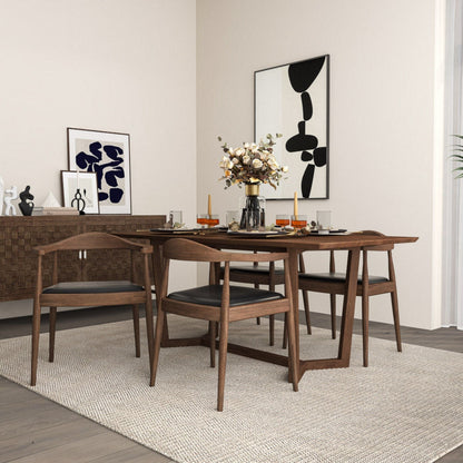 Mid-Century Modern Arm Chair set of six in dark brown wood with black seats HouseOfZazla on Tampa Home & Garden Store