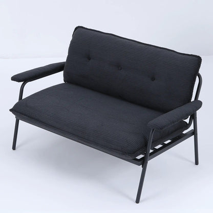 Modern metal-frame stationary sofa with black textured fabric and sponge-filled cushions on Tampa Home & Garden Store