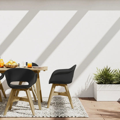 Kona outdoor dining chair set in black plastic seats with natural wood legs, 2 pieces on Tampa Home & Garden Store