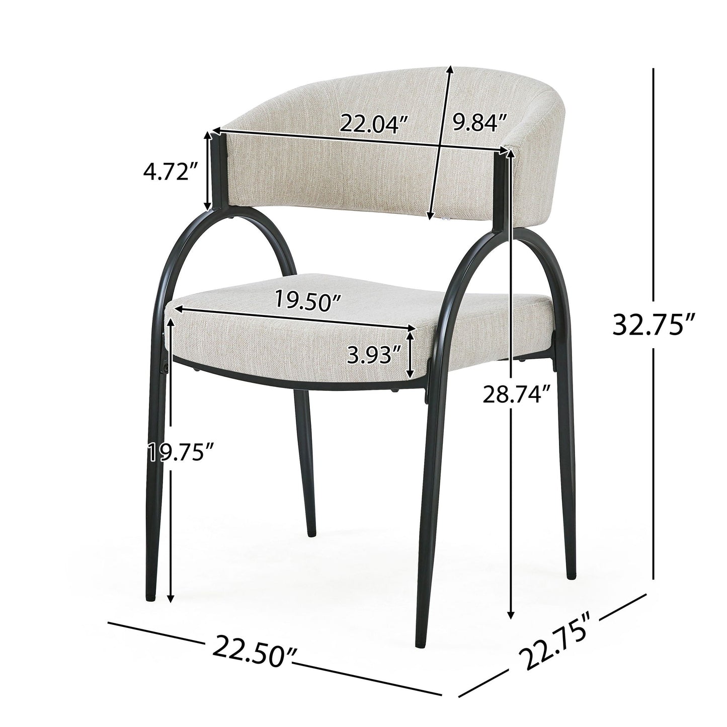 Contemporary upholstered dining chairs set of 2 with beige fabric and black legs HouseOfZazla on Tampa Home & Garden Store