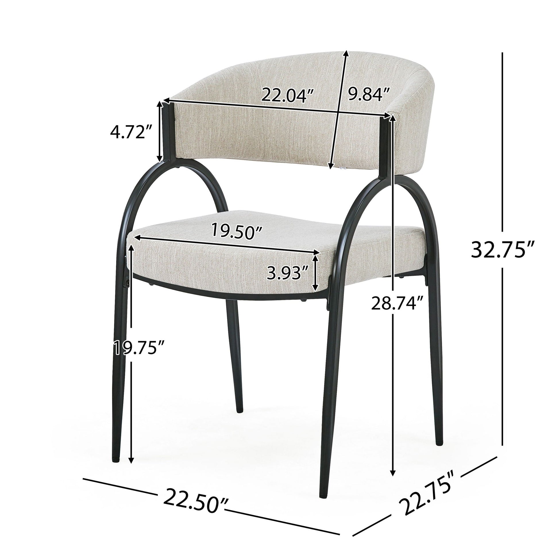 Contemporary upholstered dining chairs set of 2 with beige fabric and black legs HouseOfZazla on Tampa Home & Garden Store