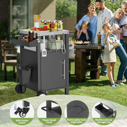 Outdoor Grill Cart With Storage Rack and Shelf