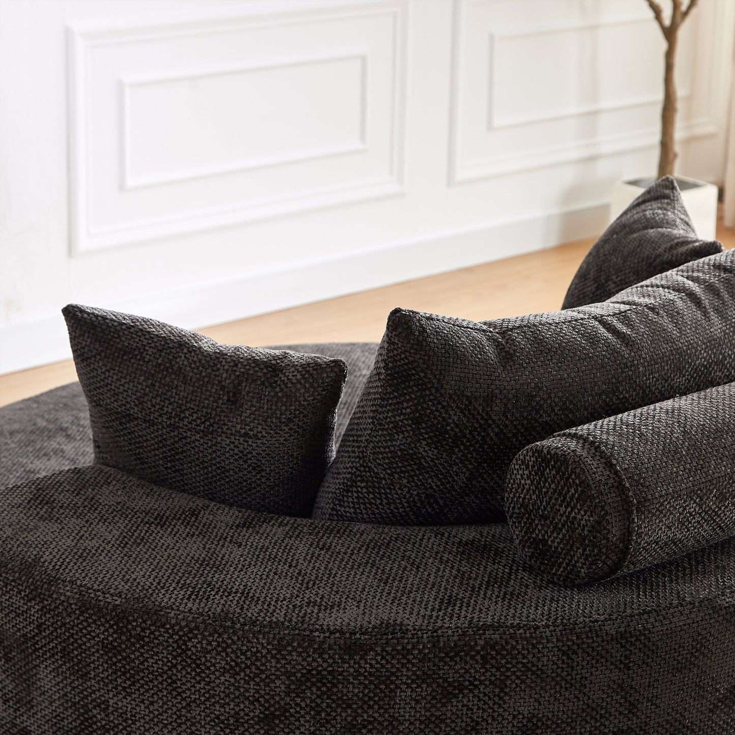 55'' Chenille Foam Single Swivel Chair dark gray textured upholstery on Tampa Home & Garden Store