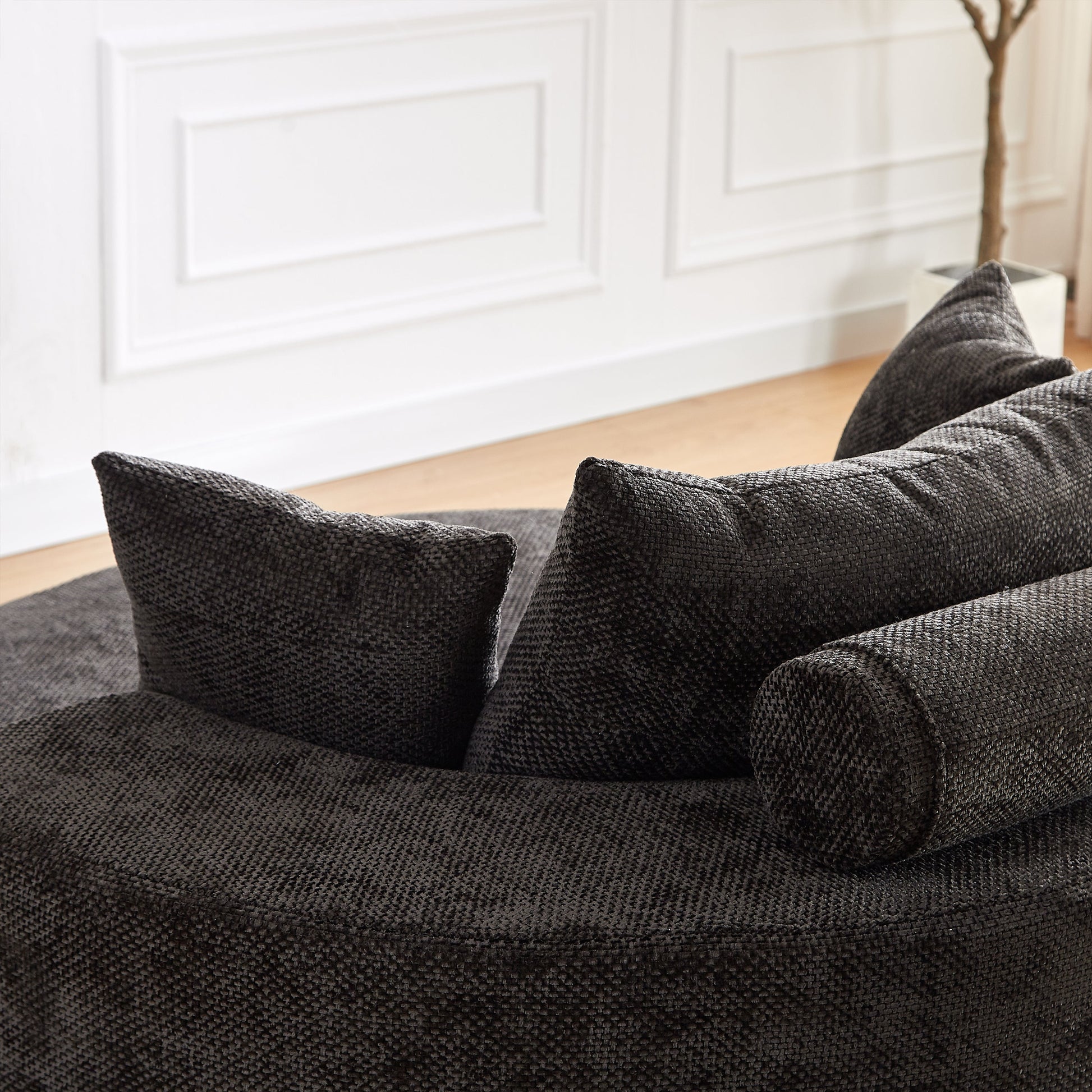 55'' Chenille Foam Single Swivel Chair dark gray textured upholstery on Tampa Home & Garden Store