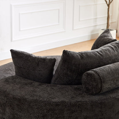 55'' Chenille Foam Single Swivel Chair dark gray textured upholstery on Tampa Home & Garden Store