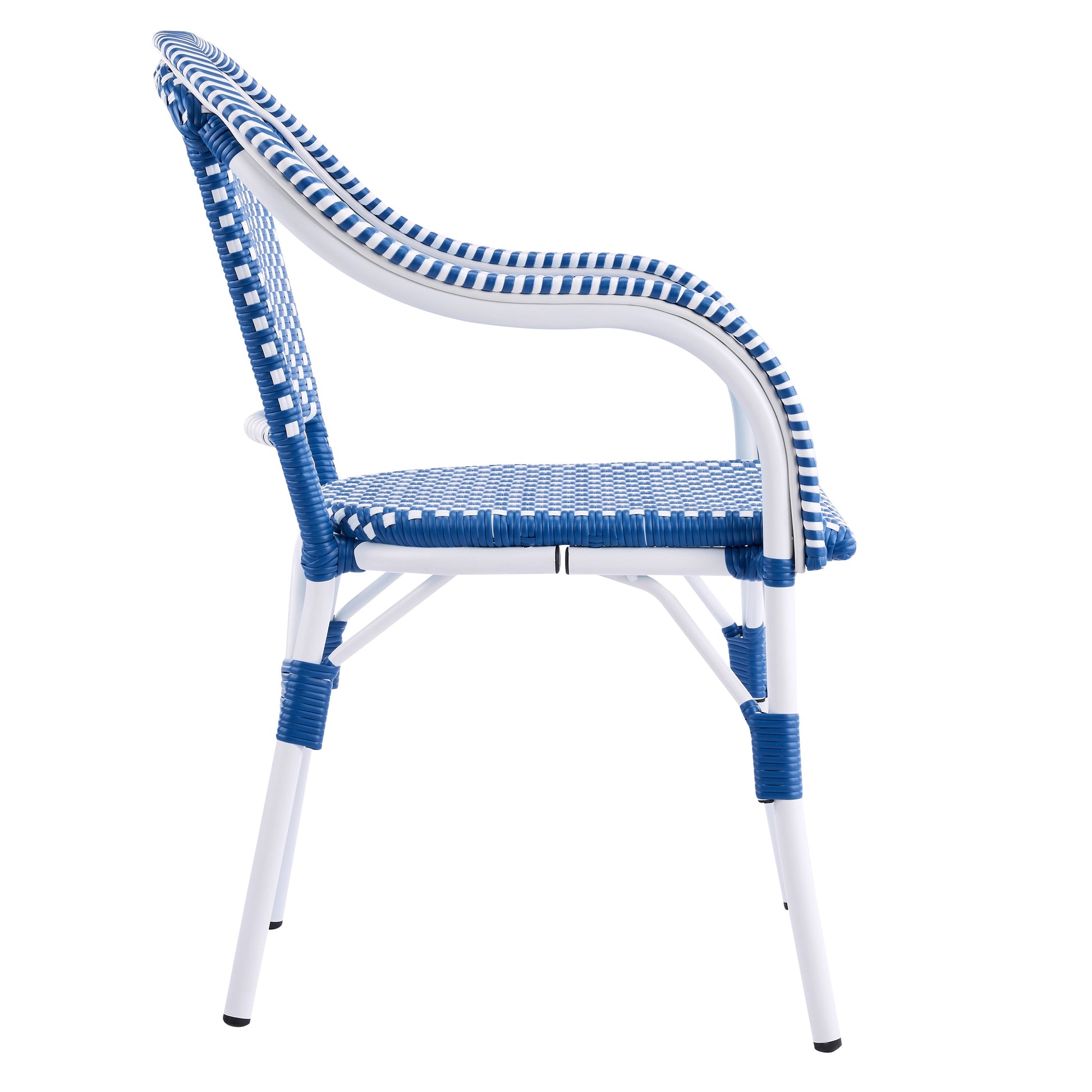 HouseOfZazla outdoor bistro chairs with blue and white woven aluminum frame set of 2 on Tampa Home & Garden Store