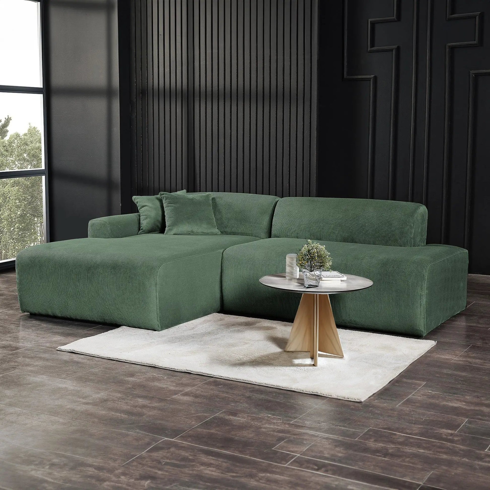 Mar High-Quality Stationary Sectional Sofa in deep green fabric by Unique Piece Furniture on Tampa Home & Garden Store