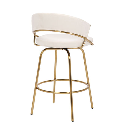 Glam fixed-height counter stool with swivel, cream upholstery and gold-tone frame on Tampa Home & Garden Store