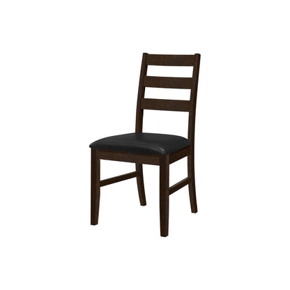 Dining chair set of 2 in dark brown wood with black upholstered seat and ladder back on Tampa Home & Garden Store