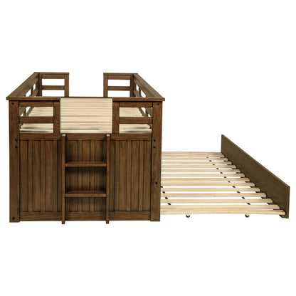 Starboard Captain's Bed With Trundle in dark wood frame with slatted base HouseOfZazla on Tampa Home & Garden Store