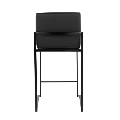 Fuji high back counter stool black faux leather with sleek metal frame by HouseOfZazla on Tampa Home & Garden Store