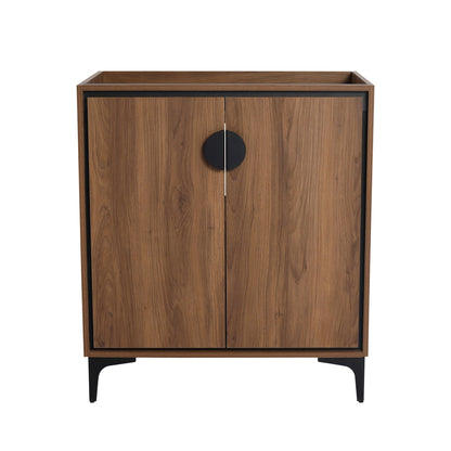 Modern bathroom vanity cabinet dark brown wood with soft-close doors HouseOfZazla round pulls on Tampa Home & Garden Store