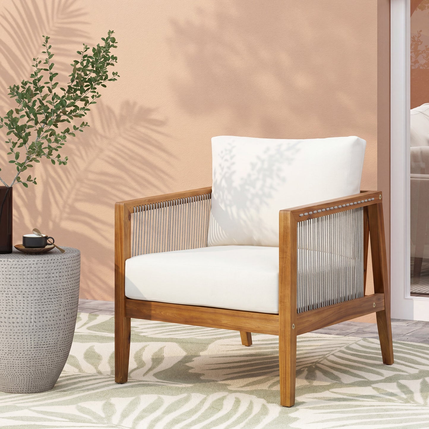 Acacia Outdoor Club Chair and Rope Back Seat