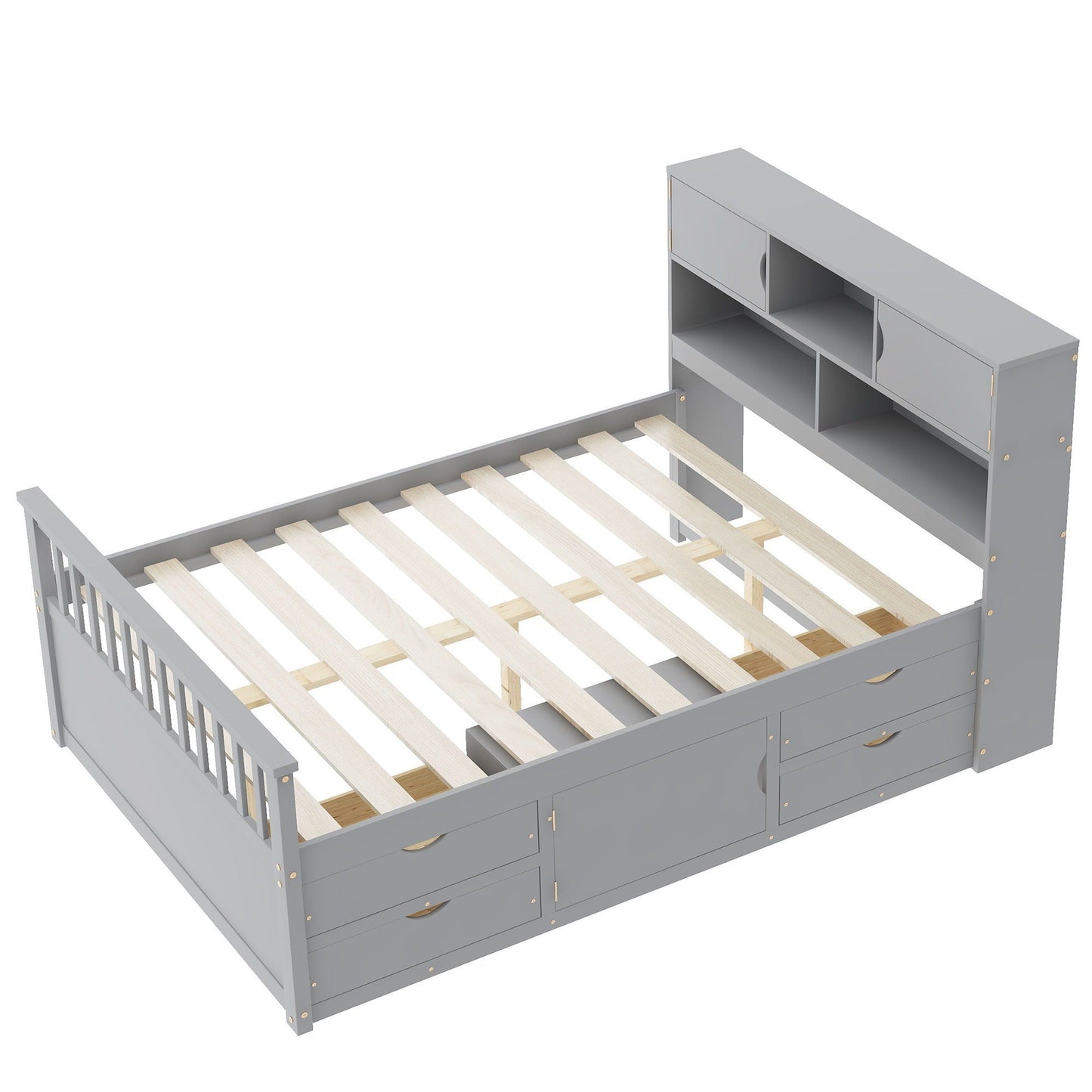 Captain Platform Bed Frame and Bookcase Headboard