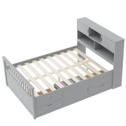 Captain Platform Bed Frame and Bookcase Headboard