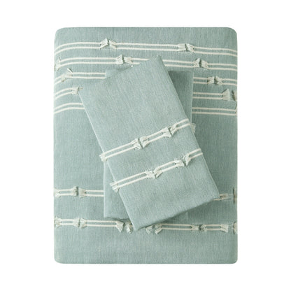 Duvet cover King/Cal King aqua ivory cotton jacquard reversible 3pc on Tampa Home & Garden Store
