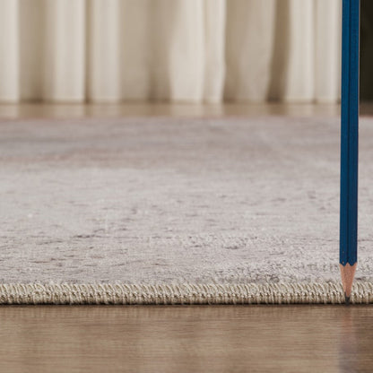 Modern And Artistic Polyester Area Rug by HouseOfZazla closeup edge in beige with blue pencil on Tampa Home & Garden Store