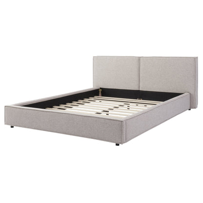 Modern tufted queen upholstered platform bed frame by HouseOfZazla in light gray linen on Tampa Home & Garden Store